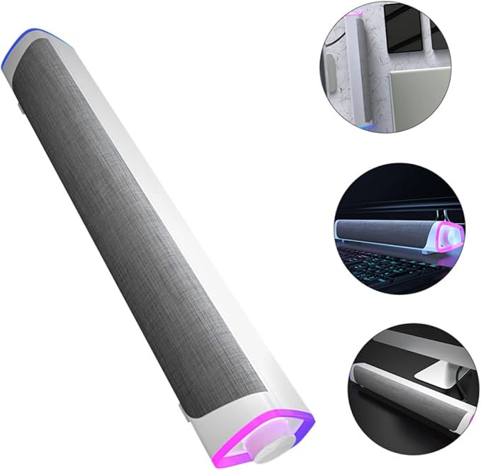 Mikikit Household Dual Speaker Sound Bar Wired Computer and Tablet Compact Design for Desktop Use Enhanced Stereo