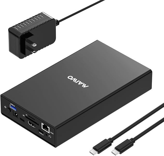 MAIWO USB C Laptop Docking Station with 2.5 3.5 Inch SATA SSD HDD Enclosure HDTV USB Hubs Extension USB-A 3.0 USB-C 3.1 SD/TF Card Reader Gigabit Ethernet 10Gbps