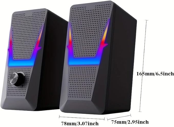 2.0 Stereo Surround Music RGB Gaming Speakers Sound Bar for Computer Desktop PC Loudspeakers
