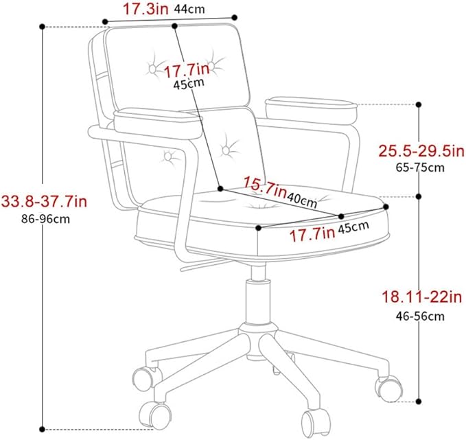 YCKEGEW Leather Swivel Office Chair with Wheels and Arms Ergonomic Desk Chair Tilting BackrestComputer Chair Height AdjustableExecutive Chair for Office(CoffeeSliver Legs)