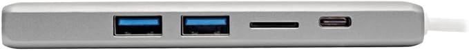 Tripp Lite USB C Docking Station w/ USB-A Hub HDMI Micro SD PD Charging 4k @ 30Hz Thunderbolt 3 Silver (U442-DOCK10-S)