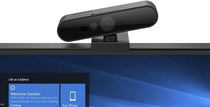 Lenovo HD 1080p Webcam (510 FHD)- Black w/ 4X Digital Zoom 95° Wide Angle 360° Rotation Pan &amp Tilt Dual Microphones &amp Windows Hello