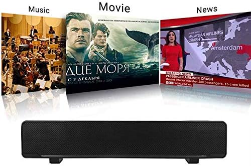 YaizK Mini Portable USB Wired soundbar Music Player Bass Surround Soundbox Speaker with 3.5 mm Audio Plug for Desktop Laptop TV Smartphone Tablet PC MP3 MP4 and More(Black)