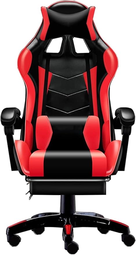Gaming Chair for AdultsErgonomic Gaming ChairOffice Chair with Footrest Headrest and Lumbar SupportHeight Adjustablewith 360°Swivel Seat Video Gamer Chair