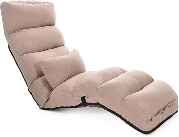 Floor Chairs with Pillow for AdultsFloor Gaming Chair with 3 Position Adjustable Head、Back and Knee SupportNo Assembly Folding Lazy Sofa Chair for GamingSleepingReading