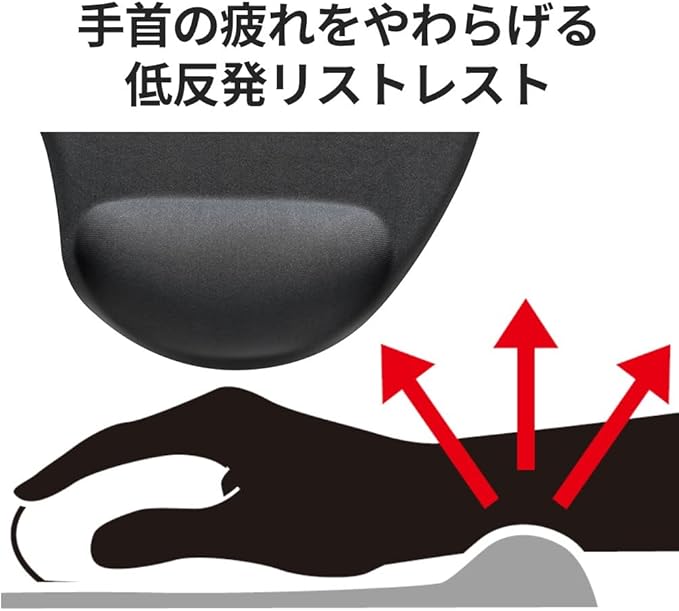 Buffalo BSPD16GY Integrated Wrist Rest Memory Foam Mouse Pad Gray