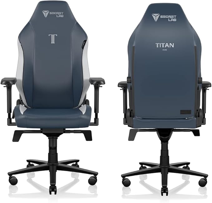 Secretlab Titan Evo Royal Gaming Chair - Reclining Ergonomic &amp Heavy Duty Computer Chair with 4D Armrests Magnetic Head Pillow &amp Lumbar Support - Big and Tall Up to 395 lbs - Blue - Leathere