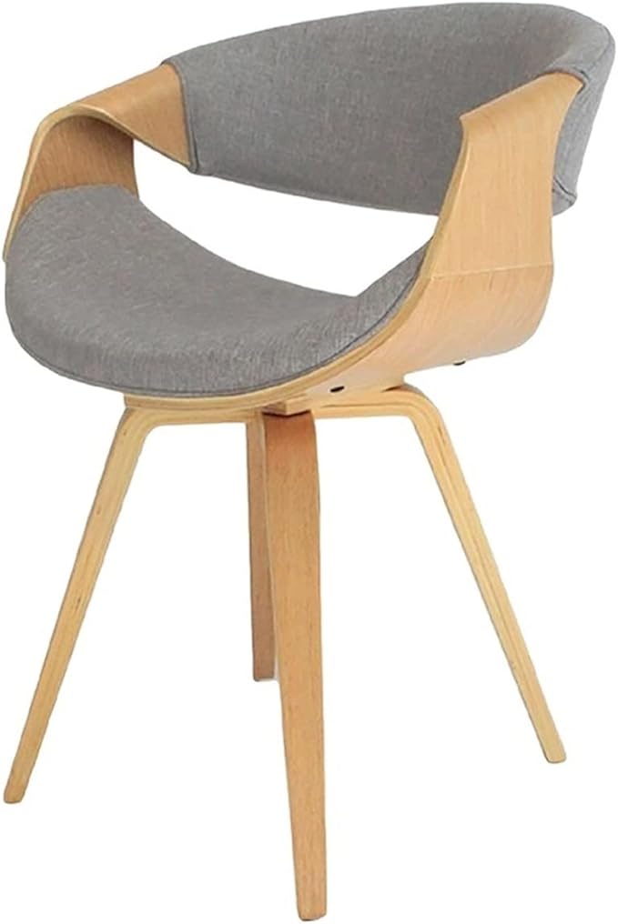 Adjustable Office Computer Chair with Armrest Dining Chair Kitchen Furniture Chairs Home Solid Wood Leather Balcony Writing(Cloth Log Grey)