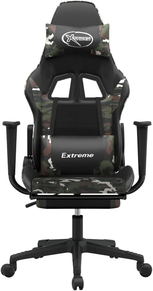 Massage Gaming Chair with Footrest Black&ampCamouflage Faux LeatherMassage Office Chair Ergonomic Desk Chair Rolling Swivel Adjustable PC Computer Chair for Women Adults Girls(Style C) -AA