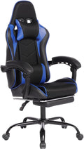 DEEPfurniture E-Sports Gaming Chair Sports Car Driving Seat PU Material Moulded Sponge Comfortable and Safe with MassageBlue