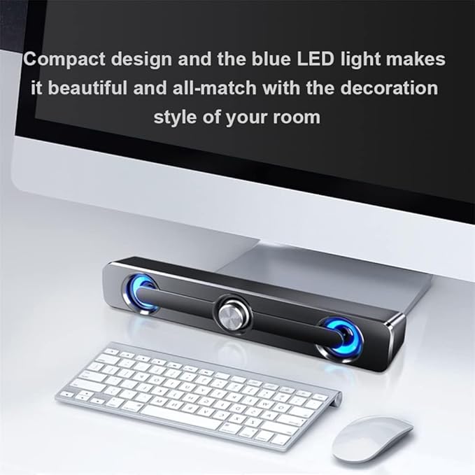 Computer Speakers for Desktop Computer Speaker 3W USB Wired Powerful Bar Stereo Subwoofer Bass Speaker Surround Sound Box for PC Laptop(OneColor)