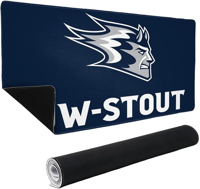 University of Wisconsin - Stout Primary Logo Large Gaming Mouse Pad Desk Mat with Stitched Edges Non-Slip Base for Gamer Home and Office 31.5 x 15.7