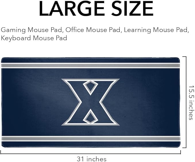 Xavier University Musketeers Primary Logo Stripes Large Gaming Mouse Pad Desk Mat with Stitched Edges Non-Slip Base for Gamer Home and Office 31.5 x 15.7