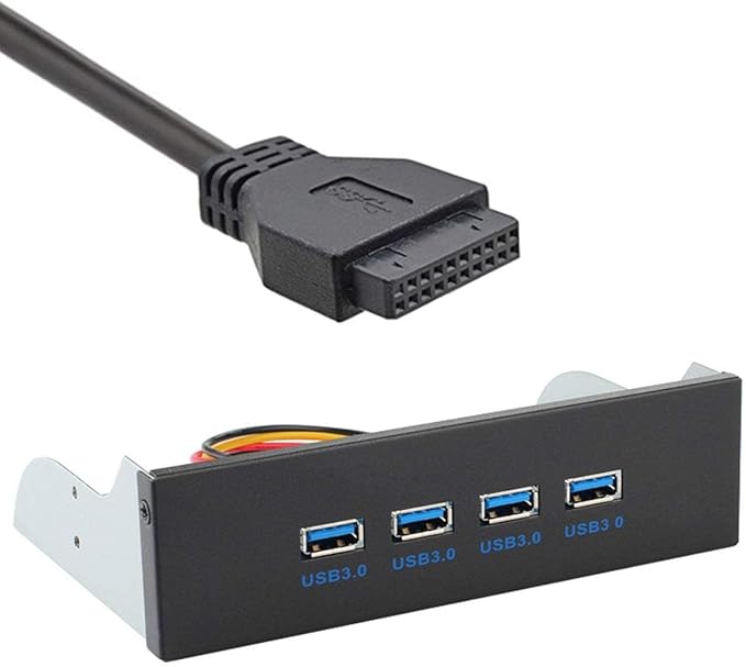 Cablecc USB 3.0 HUB 4 Ports Front Panel to Motherboard 20Pin Connector Cable for 5.25 CD-ROM Bay
