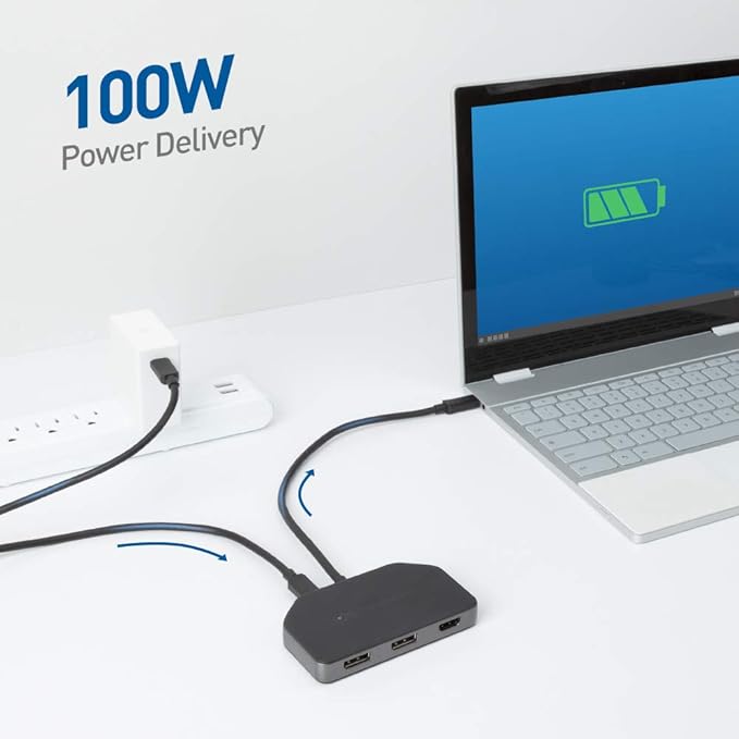 Cable Matters 4K Triple Display USB C Hub with 2X DisplayPort 1x HDMI and 100W Charging for Windows - DisplayPort 1.4 and DSC 1.2 Enabled for Triple 4K 60Hz Display - Not Compatible with Mac