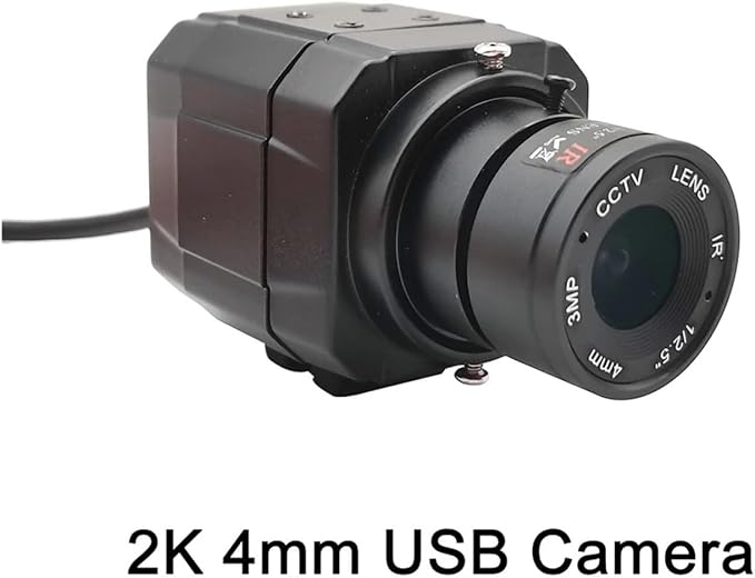 HD 2K Webcam 30fps High Speed UVC OTG 4MP USB Camera with 2.8-12mm Varifocal CS Lens Plug and Play for YouTube Live Broadcast(2K 4mm Camera)