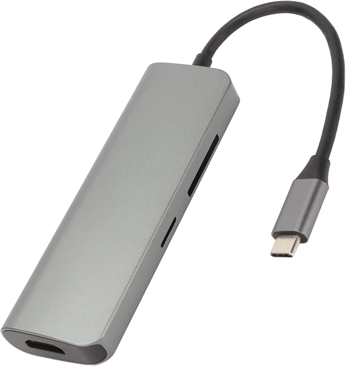 8 in 1 USB C Hub: 4K 3 USB3.0 Ports 100W PD Charging USB C Data Port Storage Memory Card Readers Grey Aluminum Alloy