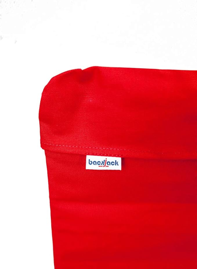 Original BackJack -Made in The USA- Red Cotton Fabric Lightweight Floor Seating Chair for Gaming Families Parents Daycare Back Support Reading Yoga Meditation Dorm School