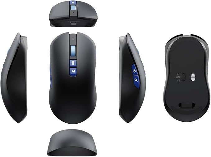 AI Wireless Mouse with Translation for PC Laptop: Hands-free typing- ChatGPT Bluetooth Mouse Voice AI Ergonomic Multi-Translate One Tap Google USB Rechargeable High-Performance Office Device