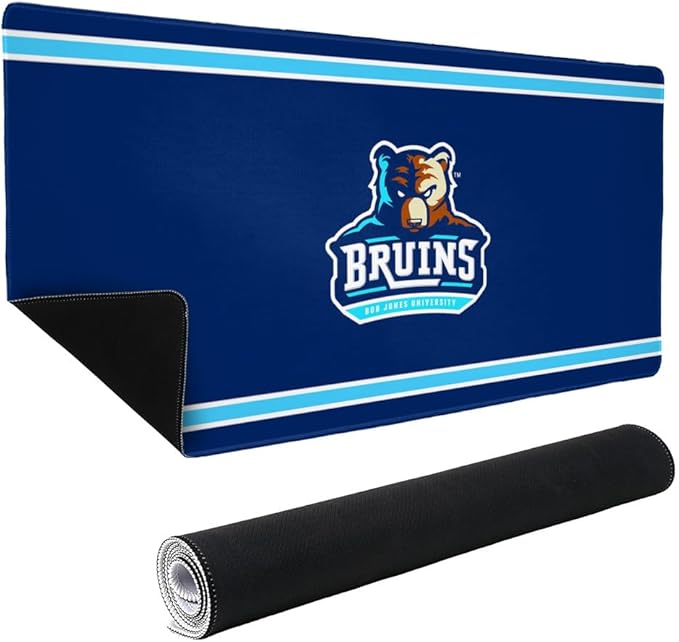 Bob Jones University Bruins Primary Logo Stripes Large Gaming Mouse Pad Desk Mat with Stitched Edges Non-Slip Base for Gamer Home and Office 31.5 x 15.7