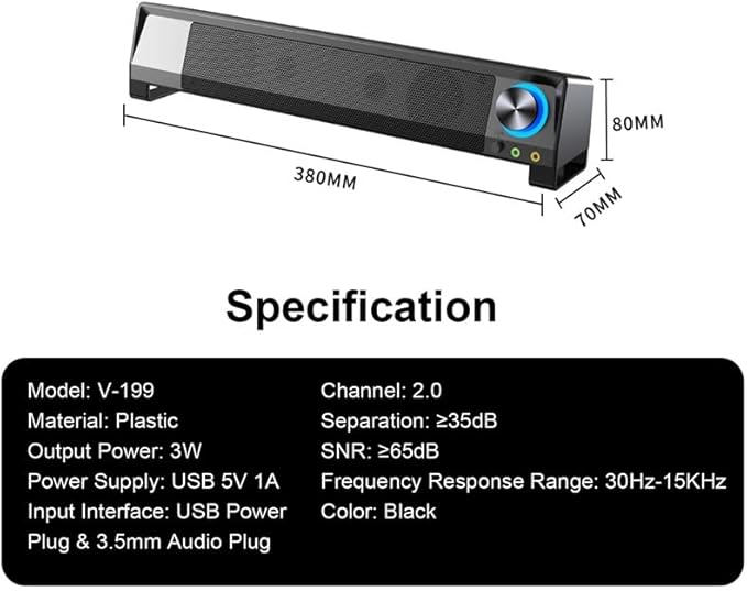 Wired Computer Speaker SoundBar Stereo Subwoofer Powerful Music Player Bass Surround Sound Box 3.5mm Audio