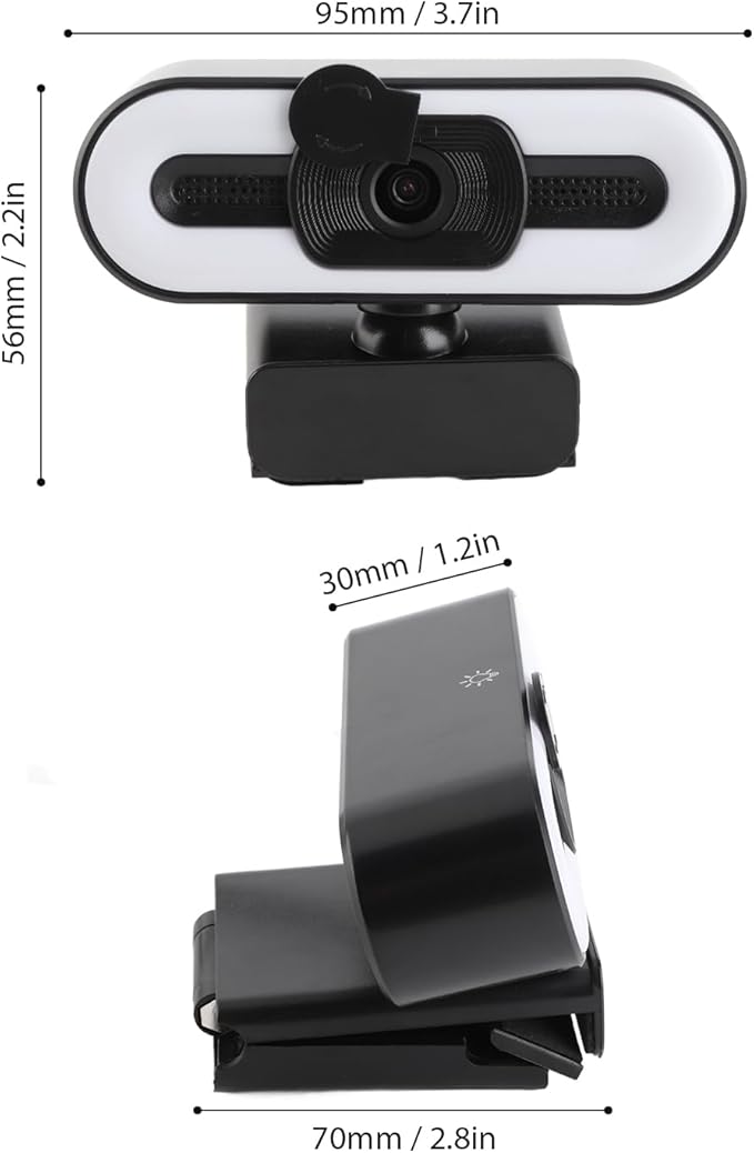 4K USB Plug and Play Webcam with Built in Microphone Lighting for Video Call Live Stream Conference Online Teaching