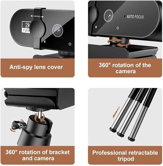 Webcam 1080P Camera 2K with Microphone Web Cam for PC Laptop Video Shooting