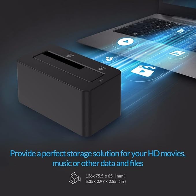 External Hard Drives Case SATA to USB 3.0 Hard Drive Docking Station 5Gbps Super Speed for 2.5''/ 3.5 SSD HDD with 12V Power Adapter