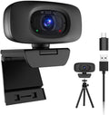 USB Webcam with Autofocus Privacy Cover Tripod Type C Compatible with 4K Video Calls Streaming Gaming