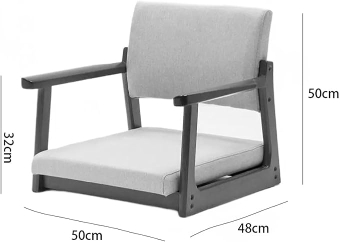ELEFOCUS Armrest Legless Chair Floor Chair Timber Lazy Fabric Cushion Back Support Tatami Living Room 50X48X50CM(I)