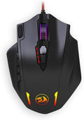 Redragon M908 12400 DPI Impact MMO Gaming Mouse w/ 18 Programmable Buttons Weight Tuning Cartridge 12 Side Buttons