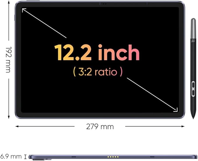 XPPen Magic Drawing Pad 12.2 Inch Standalone Drawing Tablet No Computer Needed with 16384 Pressure Levels X3 Pro Slim Stylus Tilt Support Paper-Like Screen 8GB + 256GB for Digital Drawing Artists