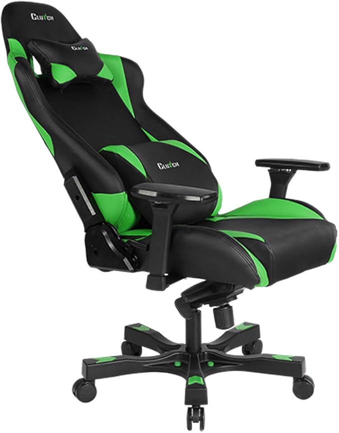 Clutch Chairz - Ergonomic Gaming Chair Video Game Chairs Office Chair High Chair and Lumbar Pillow for Computer Desk - Black/Green - Throttle Series