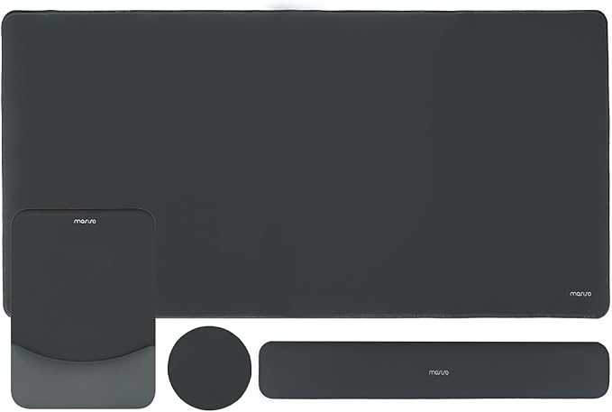 MOSISO Keyboard Mouse Pad Set Large Gaming Mouse Pad&ampRectangular Keyboard Wrist Rest&ampMousepad with Wrist Rest&ampCoaster Ergonomic Non-Slip&ampEasy Typing Pad with Curved Silicone Lining