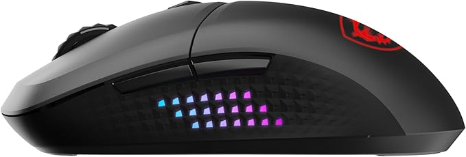 msi Versa 300 Elite Wireless Gaming Mouse - 26000 DPI Optical Sensor 1000 Hz Polling Rate Symmetrical 60M+ Click OMRON Switches 6 Buttons 200-Hour Battery 1ms Latency RGB 65g - Wired/Wireless