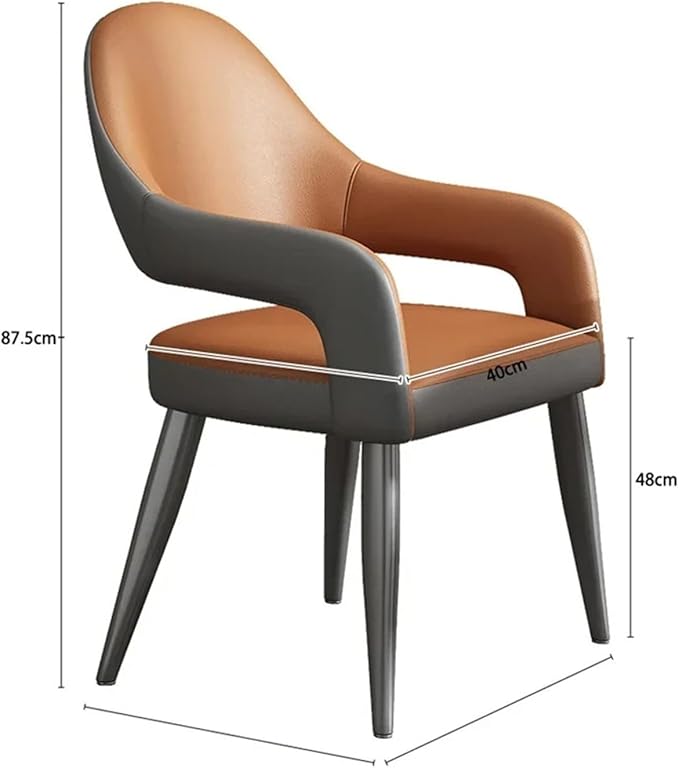 Adjustable Office Computer Chair with Armrest 1pcs Minimalist Modern Household Kitchen Livingroom with Backrest Leisure Leather Dining Chairs(Orange)