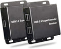 eKL USB 2.0 Extender 196ft/60m Over Cat5e Cat6 Cable 1 Input 4 Ports Output Plug and Play No Driver Needed Support All Operating Systems Two Web Cameras Work Synchronously