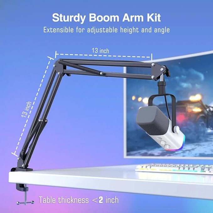 / Gaming Microphone Kit with Headphone Jack//Boom Arm Dynamic Mic Set (D As Shown)