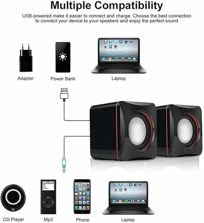 Portable Computer Speakers USB Powered Desktop Mini Speaker Bass Sound Music Player System Wired Small Speaker