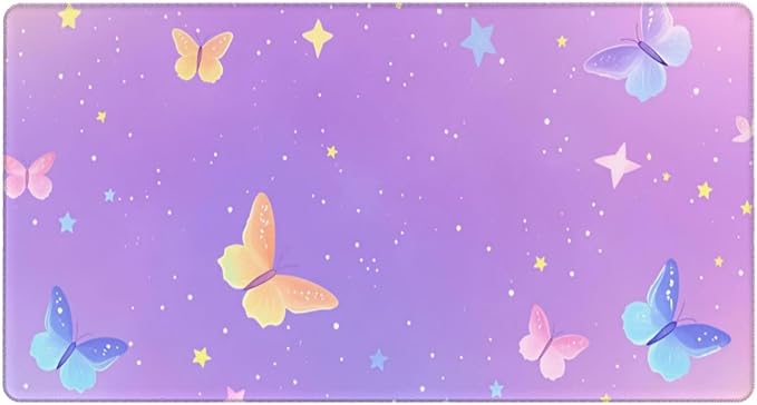 Purple Star Butterfly Desk Cover MatExtended Large Mouse PadComputer Laptop Mat Desk Decor for Office Game Home 30x16 Inch