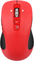 Wireless Bluetooth Mouse (USB + BT1 + BT2) Full Size 4-Way Scrolling Multi-Device Silent Mouse for Computer Laptop iPad MacBook (Red)