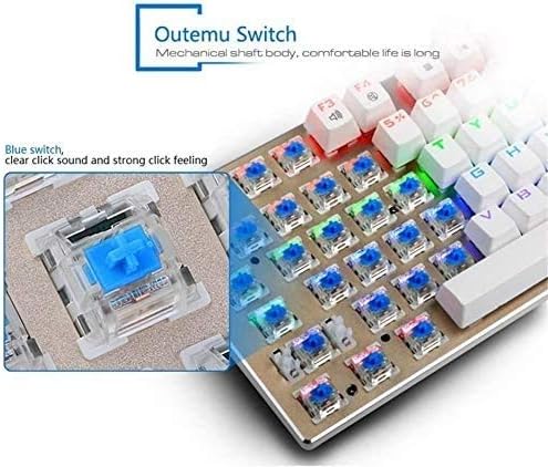 Computer KeyboardUSB Wired RGB Backlit Blue Switch Mechanical Gaming PC Game Keyboard81 Keys