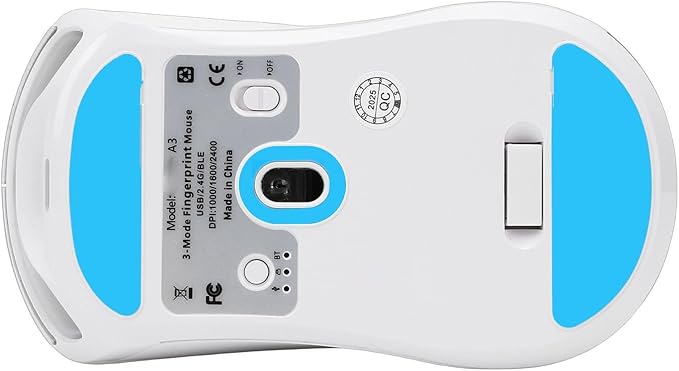 VBESTLIFE Wireless Mouse with Fingerprint Reader 2400 DPI Biometric Fingerprint Scanner Mouse with 2.4G BT5.0 USB Connectivity for PC Laptop