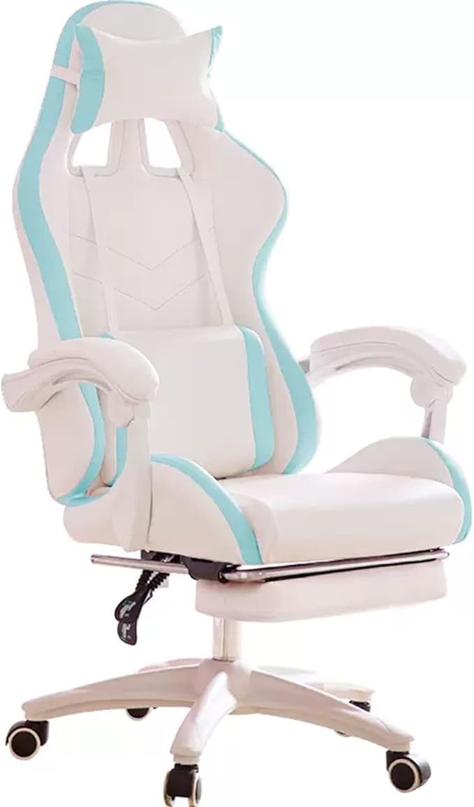 TBQATNTS Pink Girls Gaming ChairCinnamoroll Ergonomic Gaming Chair with FootrestAdjustable Head Pillow and Lumbar Support PC Computer ChairTeen Gaming Chair.Blue