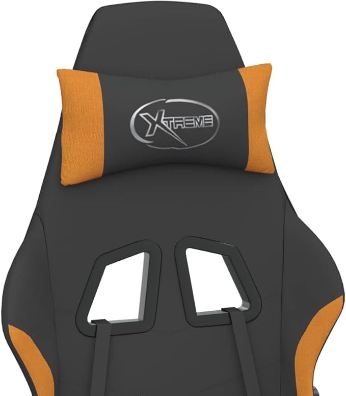 Ergonomic Massage Gaming Chair with Adjustable Footrest and Tilt Function in Black and Orange Fabric for Office and Home Use