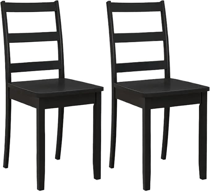 Adjustable Office Computer Chair with Armrest 2pcs High Back Armless KitchenDining Room Chairs with Solid Rubber Wood Legs(Black)