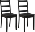 Adjustable Office Computer Chair with Armrest 2pcs High Back Armless KitchenDining Room Chairs with Solid Rubber Wood Legs(Black)