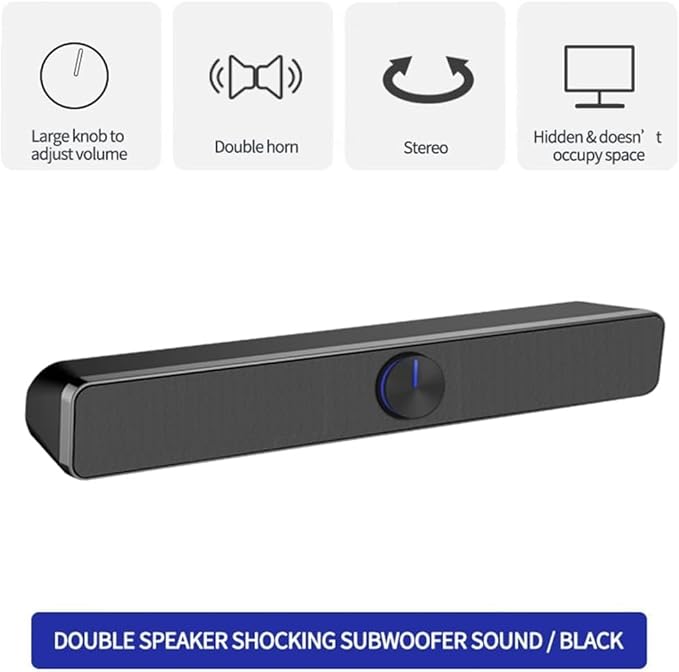 Computer Speakers for Desktop Computer Speaker USB Wired and SoundBar Stereo Subwoofer Boombox Bass Surround SoundBox 3.5mm Audio
