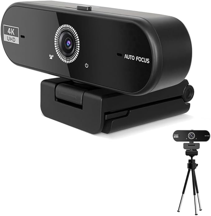 Hprosper 4K Webcam with Microphone for PC Wide Angle Computer Camera USB Streaming Webcam Plug &amp Play External for Laptop Desktop Mac Streaming Gaming Video Calls with Tripod &amp Privacy Cove