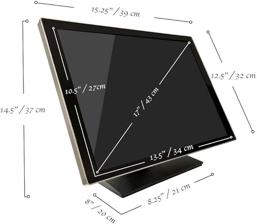 17 Inch Pro Commercial Grade Capacitive LED Backlit Multi-Touch HDMI Monitor 4:3 Display 1280 x 1024 True Flat Seamless Touchscreen Great for Office POS Retail Restaurant Bar Gym Warehouse